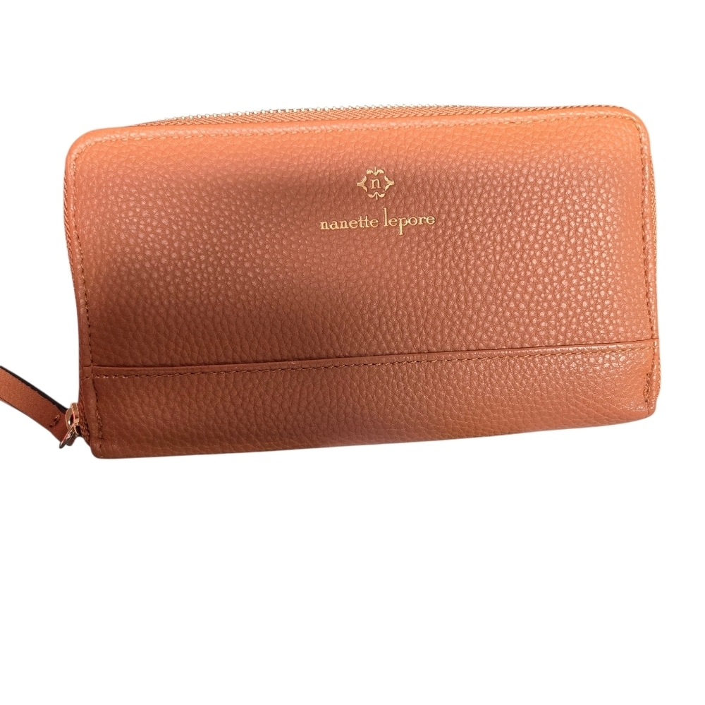 Nanette Lepore Light Brown Tan Leather Wallet Zip Around